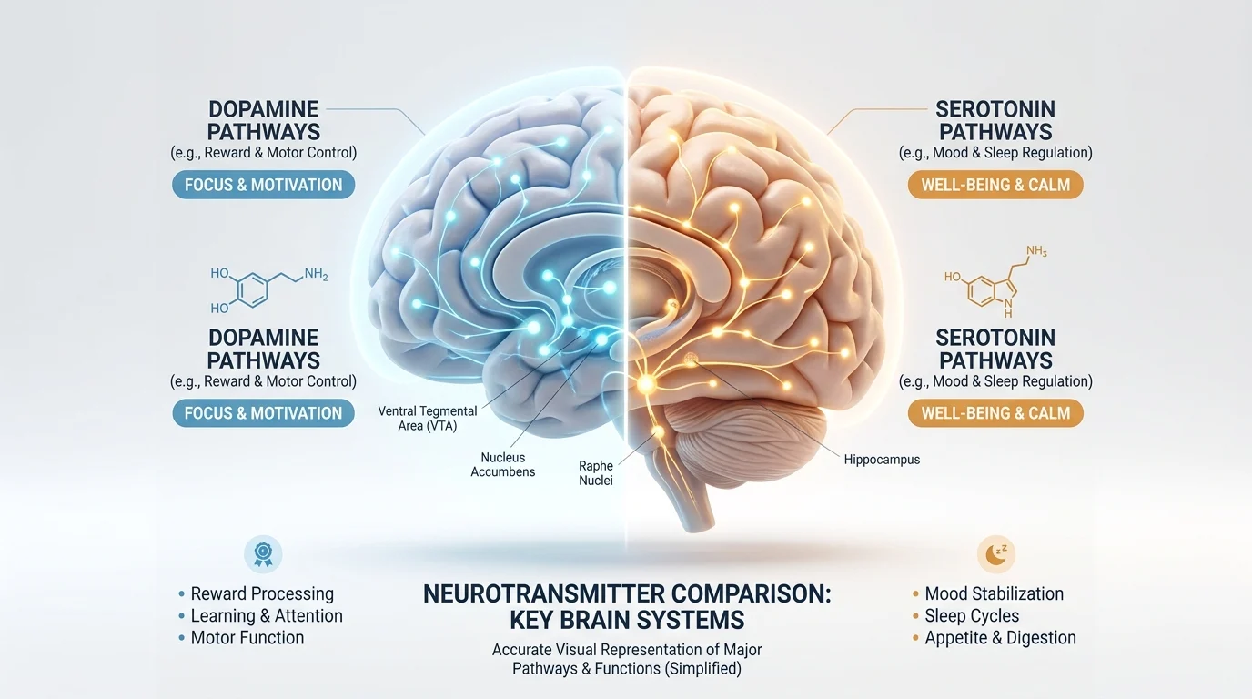 dopamine vs serotonin